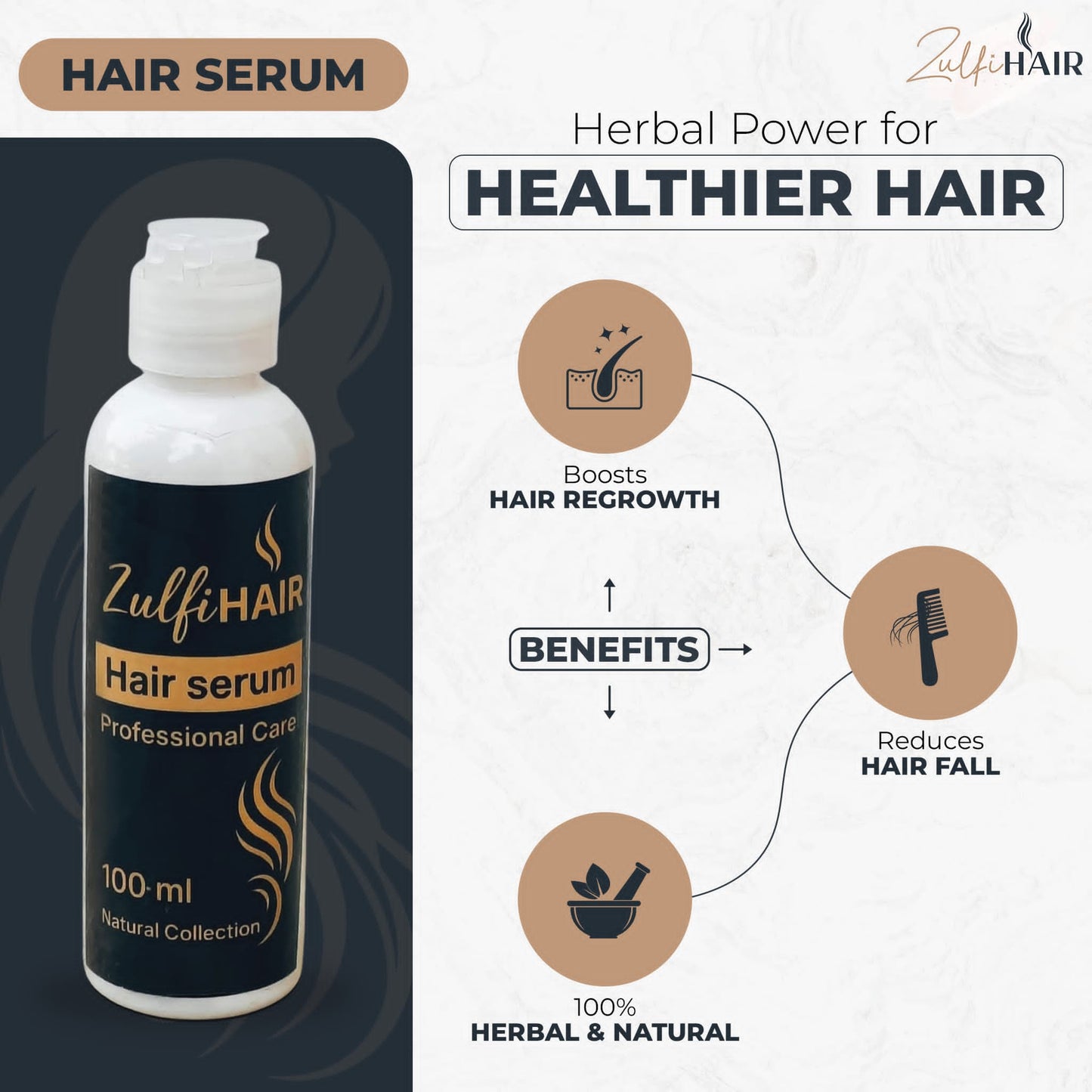 Zulfi Hair herbal hair care bundle hair serum boosts hair regrowth reduces hair fall and is natural