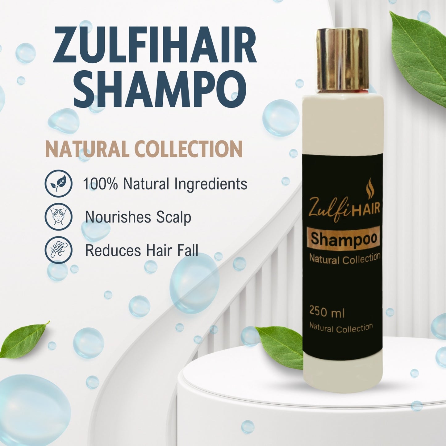 Zulfi Hair natural collection shampoo bottle with 100 percent natural ingredients for herbal hair care bundle